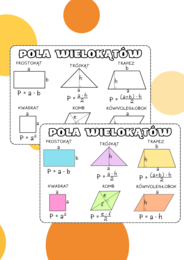 Pola wielokątów. Pola figur. Notatka. Wklejka. Klasa 5. Klasa 6. Klasa 7