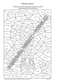 Wakacje w górach - karta pracy + klucz odpowiedzi