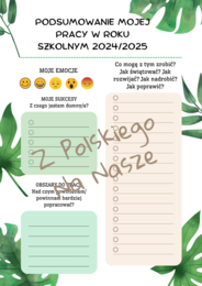 Karta pracy - samoocena na podsumowanie roku szkolnego