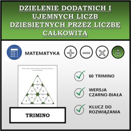Trimino - Dzielenie dodatnich i ujemnych liczb dziesiętnych przez liczbę całkowitą | matematyka