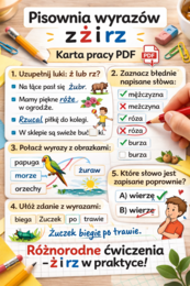 PISOWNIA WYRAZÓW Z Ż I RZ [Karta pracy, sprawdzian]