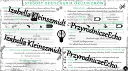 Sketchnotka - notatka „Sposoby oddychania organizmów” wykonana w power point do edycji. Biologia 5; „Budowa i czynności życiowe organizmów”