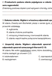Zaproszenie 1 - egzamin ósmoklasisty, kartkówka, test