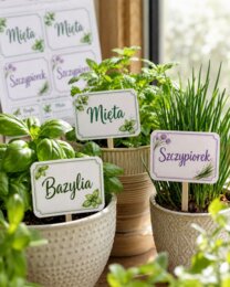 Etykiety na zioła: bazylia, mięta, szczypiorek