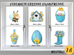 DEKORACJE dwustronne - WIOSNA, WIELKANOC zestaw niebieski