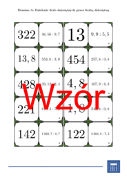 Domino - Dzielenie liczb dziesiętnych przez liczbę dziesiętną | matematyka