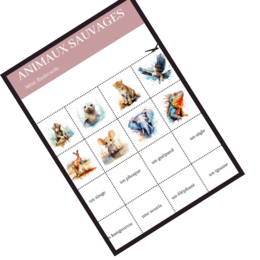 Les animaux sauvages, Dzikie zwierzęta, język francuski, karty obrazkowe i wyrazowe FLE