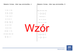 Równania liniowe, różne typy pierwiastków | matematyka, algebra | 26 kolumn
