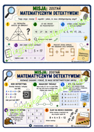 MISJA: Zostań Matematycznym Detektywem! Łamigłówki matematyczne na pierwsze lekcje i nie tylko.