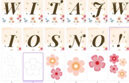 WITAJ WIOSNO! - girlanda + kwiatki do wycięcia