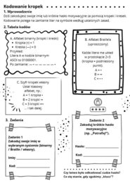 Karta pracy na Informatykę (kodowanie na Dzień Kropki)