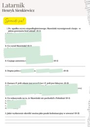 Latarnik Henryk Sienkiewicz - opracowanie do E8 + 15 przykładowych zadań egzaminacyjnych