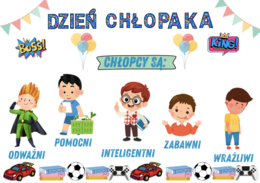 Pakiet gazetek na Dzień Chłopaka idealny dla klas młodszych i starszych| w zestawie 1 duży plakat| Format A4 i mniejszy| 60 strondo druku