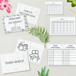 Wracamy do szkoły - zestaw dla nauczyciela i ucznia _ CZARNO-BIAŁY