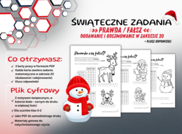 🎅 ŚWIĄTECZNE ZADANIA – DODAWANIE I ODEJMOWANIE DO 20 W FORMIE PRAWDA FAŁSZ🎄 Gotowy zestaw działań matematycznych do druku dla dzieci z klas 0–2 + klucz odpowiedzi