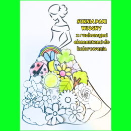 SUKNIA PANI WIOSNY z ruchomymi elementami do kolorowania