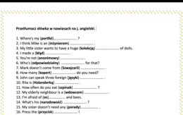 Turbo powtórka ze słownictwa przed egzaminem ósmoklasisty/ maturą-aż 70 ZDAŃ z lukami z kluczem