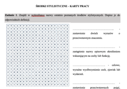 Środki stylistyczne - karty pracy (liceum)