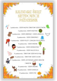 PAKIET MATERIAŁÓW NA PAŹDZIERNIK WEDŁUG KALENDARZA ŚWIĄT I DNI NIETYPOWYCH.