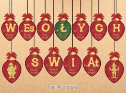 Girlanda / baner / proporczyk / napis / dekoracje / ścienna gazetka szkolna. WESOŁYCH ŚWIĄT z pierwiastków chemicznych! Christmas.