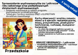 Pakiet na I półrocze: Sprawozdanie wychowawcy, Karty obserwacji i analizy rozwoju dzieci i Arkusz Obserwacji