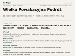 Powtórka po klasie 4 — stacje w pętli, klasa 5 (10 stacji + karta obiegowa + klucz)