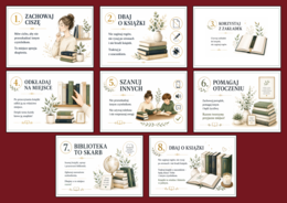 🏷️Zasady zachowania w bibliotece – elegancka gazetka ścienna (9 stron)