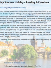 My Summer Holiday - reading & exercises