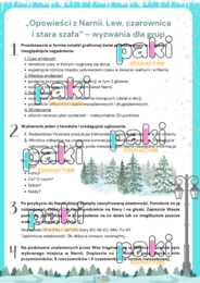 "Opowieści z Narnii. Lew, czarownica i stara szafa" - wyzwania, zadania dla grup, praca samodzielna