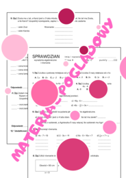 Sprawdzian. Wyrażenia algebraiczne. Równania. Klasa 6. GWO