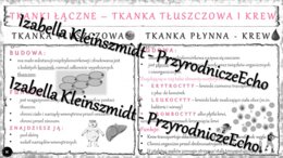 Sketchnotka - notatka „Tkanka łączna - tłuszczowa i krew” wykonana w power point do edycji. Biologia 6; „Świat zwierząt”