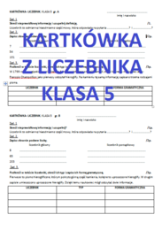 KARTKÓWKA LICZEBNIK KLASA 5 GWO