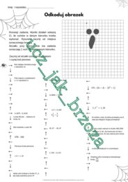 Halloween na matematyce, zadania różne, kodowanie, karta pracy, klasy 6 - 8