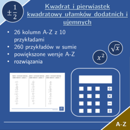 Kwadrat i pierwiastek kwadratowy ułamków dodatnich i ujemnych | matematyka | 26 kolumn