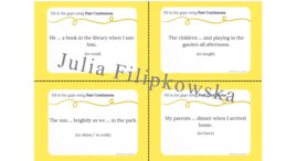 Past Continuous/ Zdania twierdzące/ Karty do mówienia/ Mówienie/ Speaking/ Konwersacje/ Klasy 4-8/ Klasy 4-6/ Klasy 6-8/ SP/ Warm-up/ Rozgrzewka/ Speaking cards/ Gramatyka/ Grammar/ Speaking cards grammar/ Grammar cards/ E8