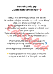 Matematyczne Bingo – gotowe karty na pierwszą lekcję matematyki 🎲📐