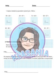 Kartkówka / Karta pracy – Dodawanie i odejmowanie pisemne Klasa 3