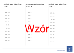 Dzielenie przez jednocyfrową liczbę | matematyka | 26 kolumn