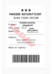 ⭐53 PARAGONY MATEMATYCZNE – BLACK FRIDAY EDITION (różne poziomy trudności / podwójne rabaty/ zamiast kartkówki)