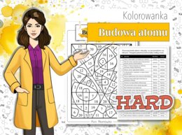 Klasa 7. Chemia. Budowa atomu. Chemiczna kolorowanka. Wersja HARD. Jesienna karta pracy. Zadanie. Jesień. Pierwszy dzień jesieni.