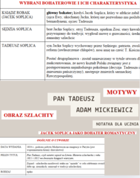 "Pan Tadeusz" - notatka.