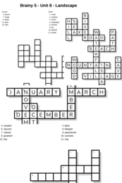 Brainy 5 – Unit 8 – krzyżówki – Landscape/Months of the year