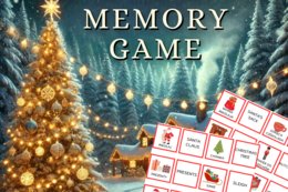 ŚWIĄTECZNE MEMORY - ANGIELSKIE SŁÓWKA, gra, zabawa, Boże Narodzenie, zima