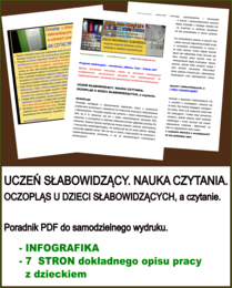 UCZEŃ SŁABOWIDZĄCY. NAUKA CZYTANIA. OCZOPLĄS U DZIECI SŁABOWIDZĄCYCH, a czytanie. Poradnik PDF do samodzielnego wydruku.