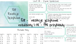 E8 - Egzamin ósmoklasisty - Reakcje językowe - 194 przykłady - online - offline - KEY
