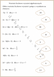 Wartości liczbowe wyrażeń algebraicznych