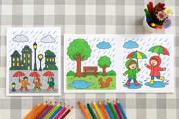 Kolorowanka „Deszczowe miasto”