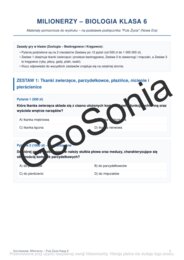 Milionerzy gra na koniec roku  klasa 6 biologia podsumowanie