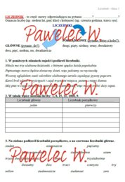 LICZEBNIK główny i porządkowy - karta pracy, sprawdzian, kartkówka - kl. 5