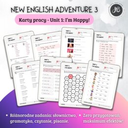 New English Adventure 3 - Unit 1: I’m Happy! - Karty pracy dla klasy 3